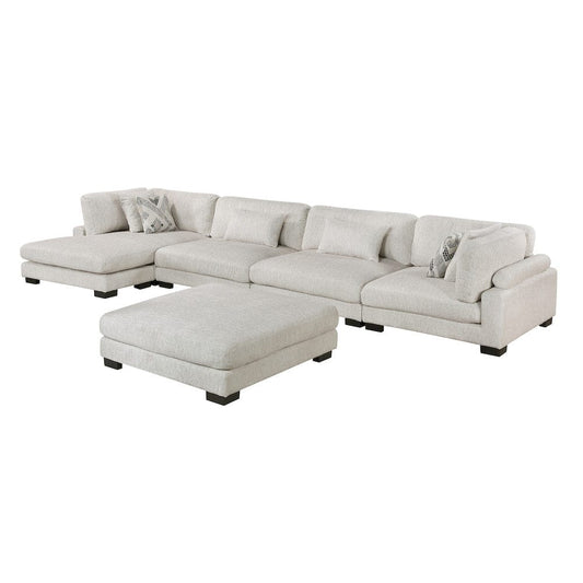 Homelegance  - Tinley 5-Piece Modular Sectional W/ Chaise and Ottoman in Beige - 9555BEGx5CR2ACVCOT  view 1