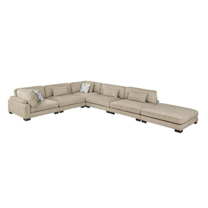 Homelegance  - Tinley 6-Piece Modular Sectional W/ Ottoman in Brown - 9555BRWx62CR3ACOT  view 1