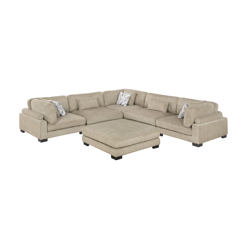 Homelegance  - Tinley 6-Piece Modular Sectional W/ Ottoman in Brown - 9555BRWx63CR2ACOT  view 1