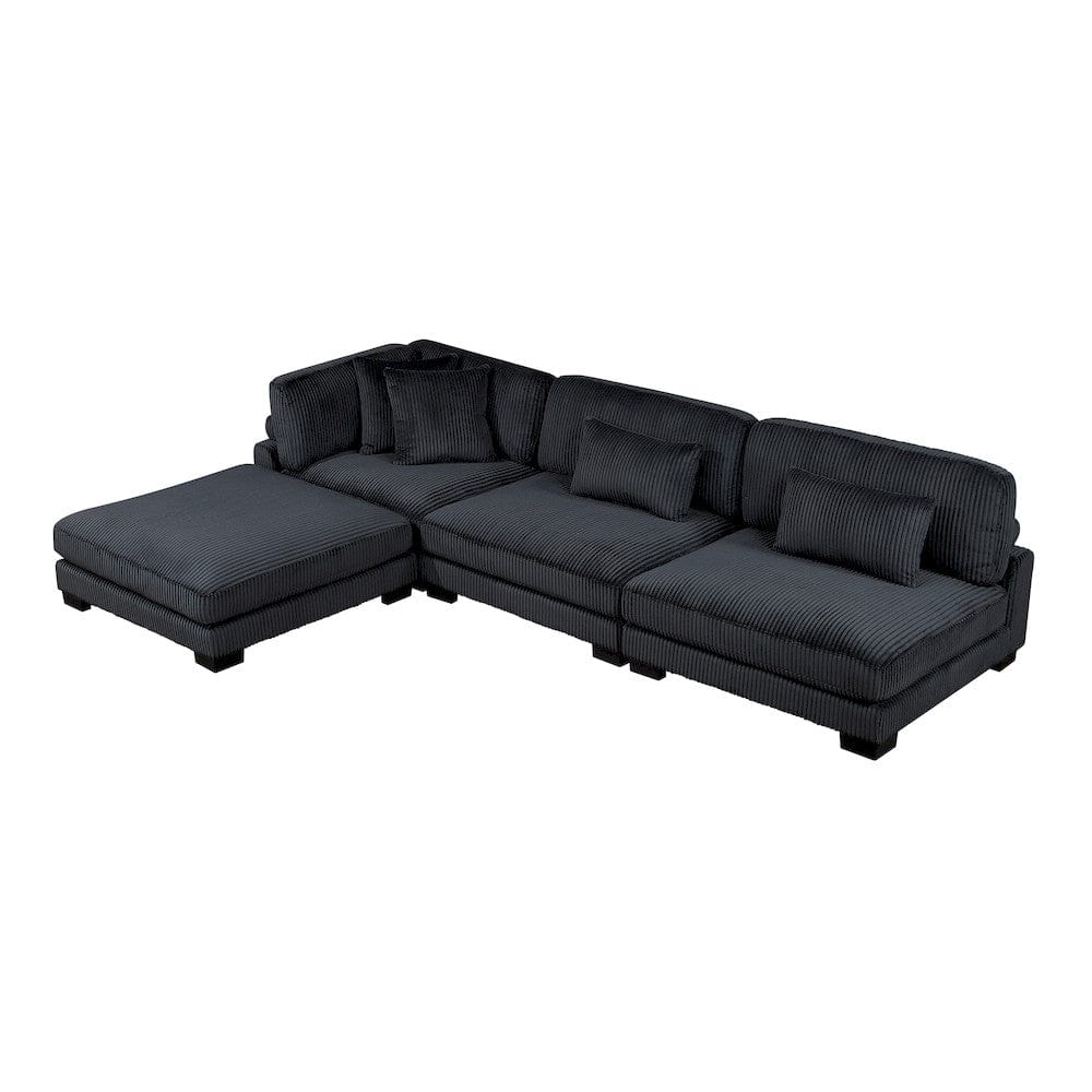Homelegance  - Traverse 4-Piece Modular Sectional W/ Ottoman in Black - 8555BKx2AC1CROT  view 1