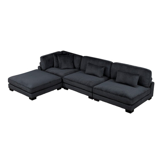 Homelegance  - Traverse 4-Piece Modular Sectional W/ Ottoman in Black - 8555BKx2AC1CROT  view 1