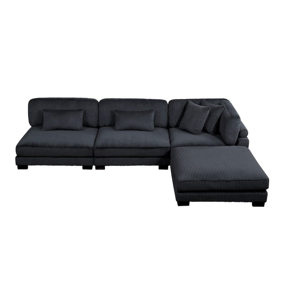Homelegance  - Traverse 4-Piece Modular Sectional W/ Ottoman in Black - 8555BKx2AC1CROT  view 2