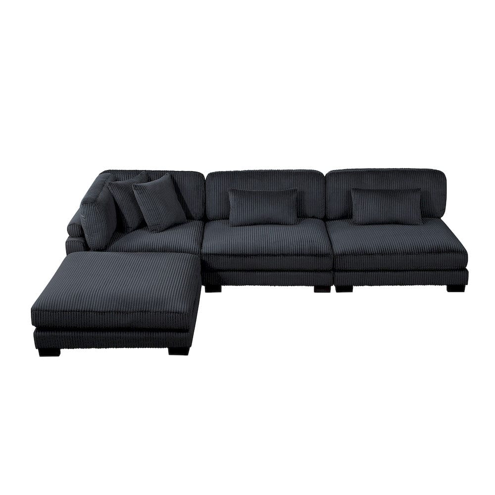 Homelegance  - Traverse 4-Piece Modular Sectional W/ Ottoman in Black - 8555BKx2AC1CROT  view 3