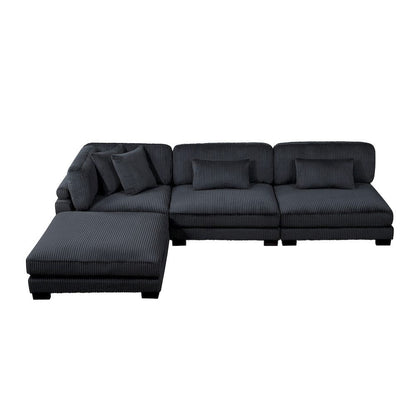 Homelegance  - Traverse 4-Piece Modular Sectional W/ Ottoman in Black - 8555BKx2AC1CROT  view 3