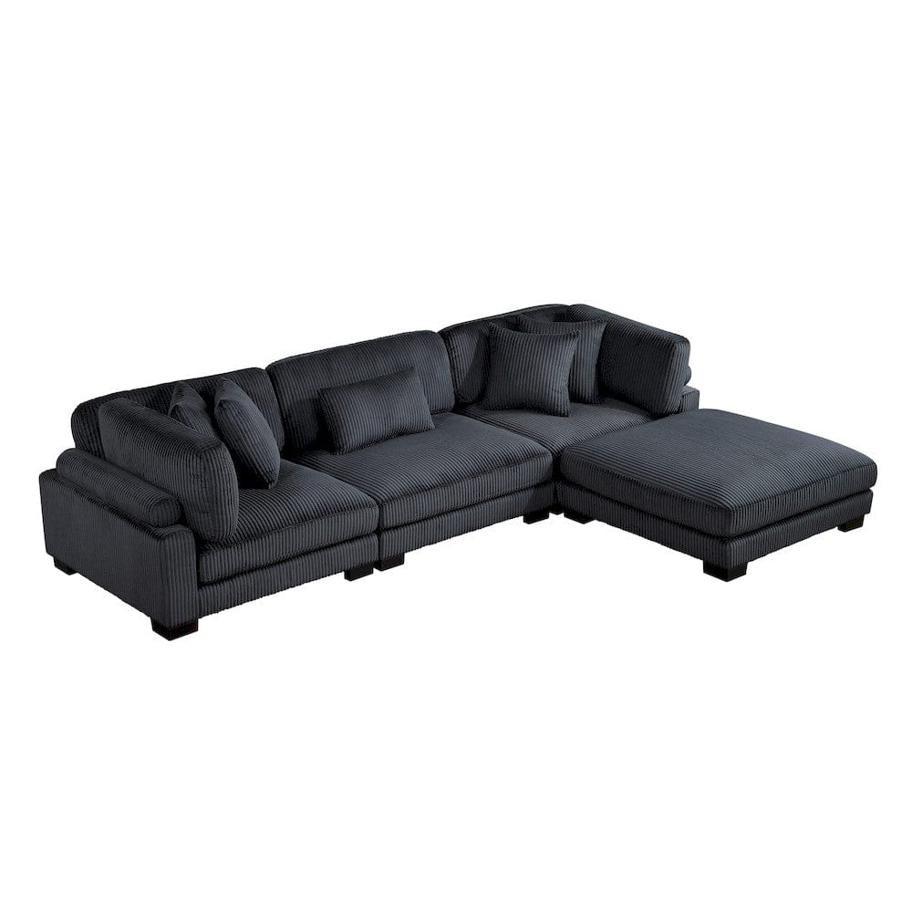 Homelegance  - Traverse 4-Piece Modular Sectional W/ Ottoman in Black - 8555BKx4OT  view 10