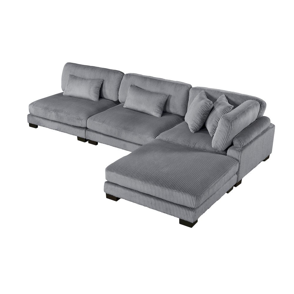 Homelegance  - Traverse 4-Piece Modular Sectional W/ Ottoman in Gray - 8555GYx2AC1CROT  view 1