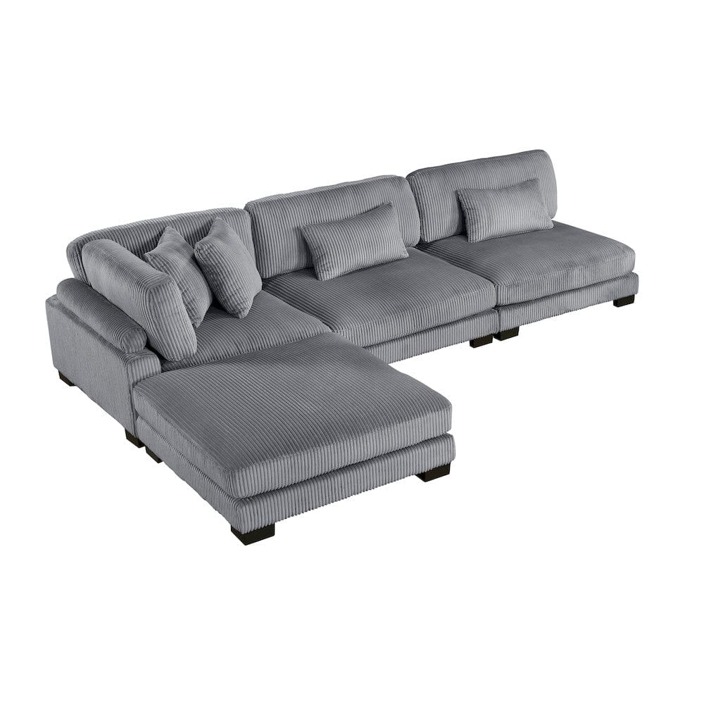 Homelegance  - Traverse 4-Piece Modular Sectional W/ Ottoman in Gray - 8555GYx2AC1CROT  view 3