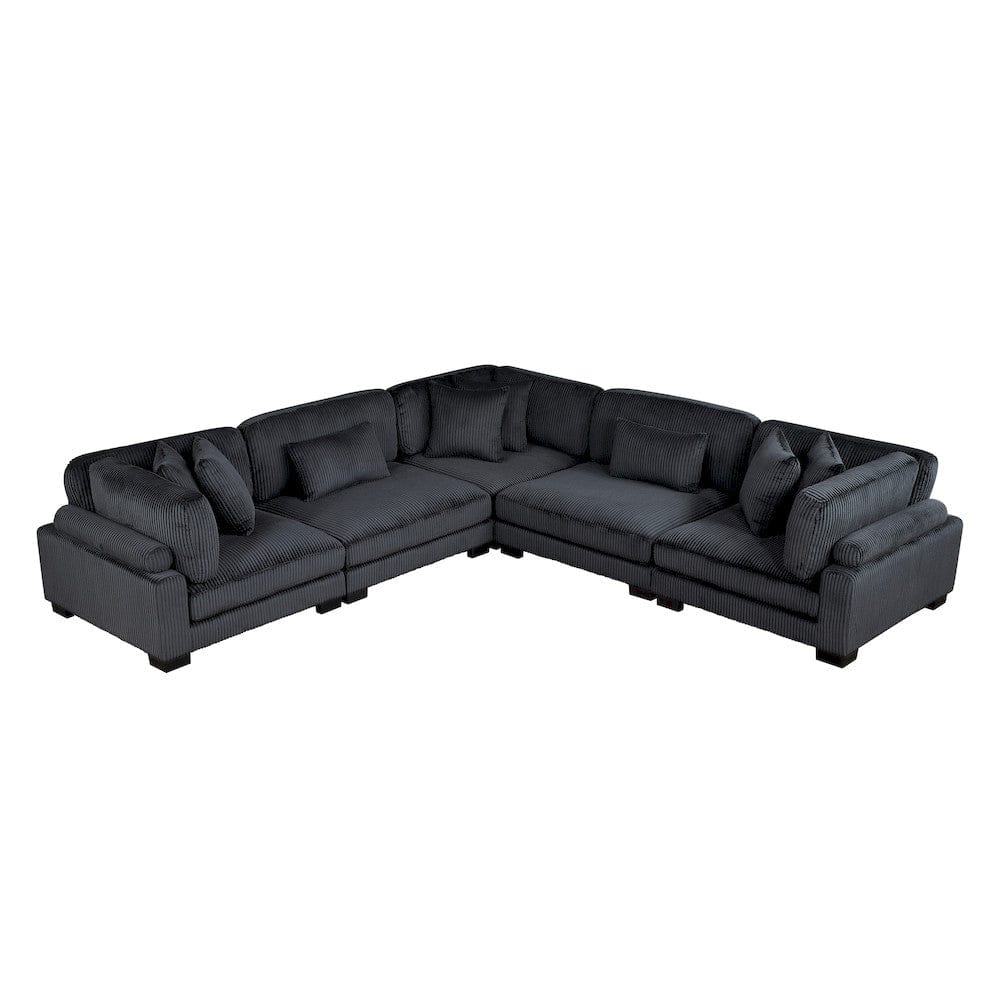 Homelegance  - Traverse 5-Piece Modular Sectional in Black - 8555BKx2AC3CR  view 1
