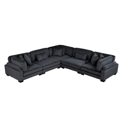 Homelegance  - Traverse 5-Piece Modular Sectional in Black - 8555BKx2AC3CR  view 1