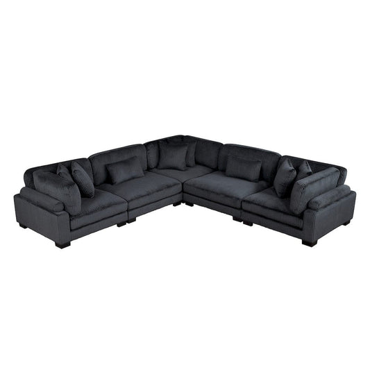 Homelegance  - Traverse 5-Piece Modular Sectional in Black - 8555BKx2AC3CR  view 1