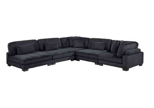 Homelegance  - Traverse 5-Piece Modular Sectional in Black - 8555BKx5SC  view 1
