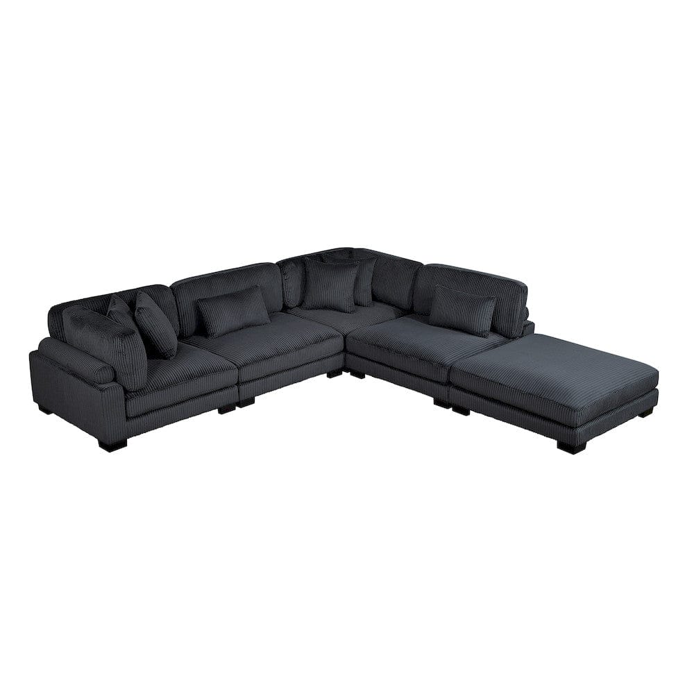 Homelegance  - Traverse 5-Piece Modular Sectional W/ Ottoman in Black - 8555BKx5OT  view 1