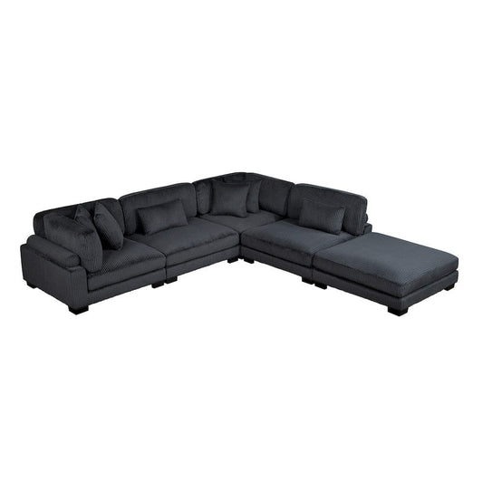 Homelegance  - Traverse 5-Piece Modular Sectional W/ Ottoman in Black - 8555BKx5OT  view 1