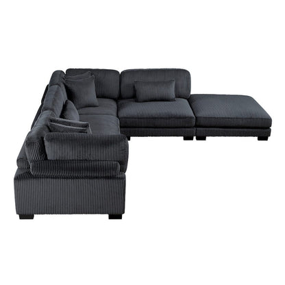Homelegance  - Traverse 5-Piece Modular Sectional W/ Ottoman in Black - 8555BKx5OT  view 2