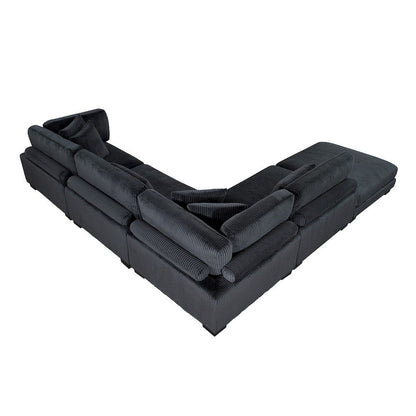 Homelegance  - Traverse 5-Piece Modular Sectional W/ Ottoman in Black - 8555BKx5OT  view 5