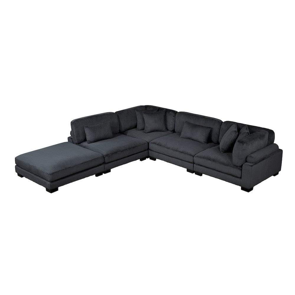 Homelegance  - Traverse 5-Piece Modular Sectional W/ Ottoman in Black - 8555BKx5OT  view 12