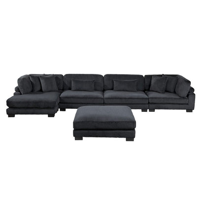 Homelegance  - Traverse 5-Piece Modular Sectional W/ Reversible Chaise and Ottoman - 8555BKxCR2ACVCOT  view 1