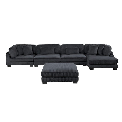 Homelegance  - Traverse 5-Piece Modular Sectional W/ Reversible Chaise and Ottoman - 8555BKxCR2ACVCOT  view 2