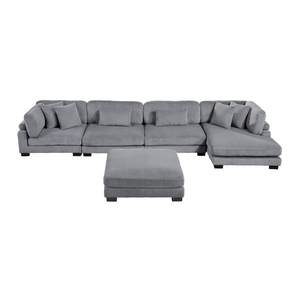 Homelegance  - Traverse 5-Piece Modular Sectional W/ Reversible Chaise and Ottoman - 8555GYxCR2ACVCOT  view 1