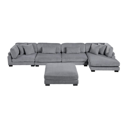Homelegance  - Traverse 5-Piece Modular Sectional W/ Reversible Chaise and Ottoman - 8555GYxCR2ACVCOT  view 1