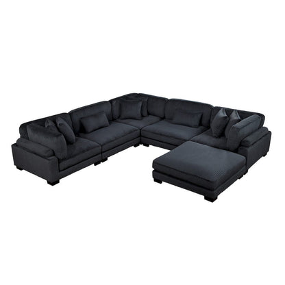 Homelegance  - Traverse 6-Piece Modular Sectional W/ Ottoman in Black - 8555BKx3CR2ACOT  view 1