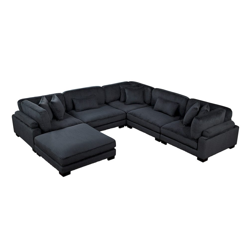 Homelegance  - Traverse 6-Piece Modular Sectional W/ Ottoman in Black - 8555BKx3CR2ACOT  view 9
