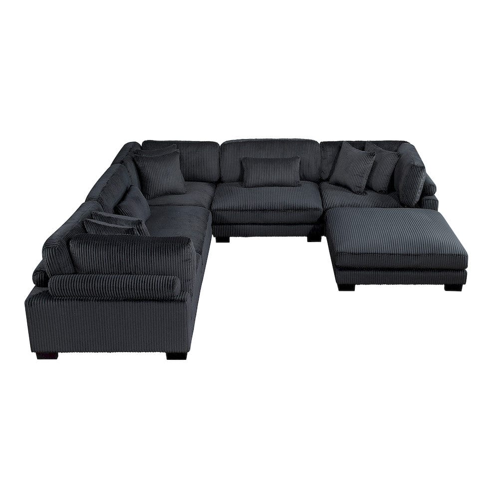Homelegance  - Traverse 6-Piece Modular Sectional W/ Ottoman in Black - 8555BKx3CR2ACOT  view 10