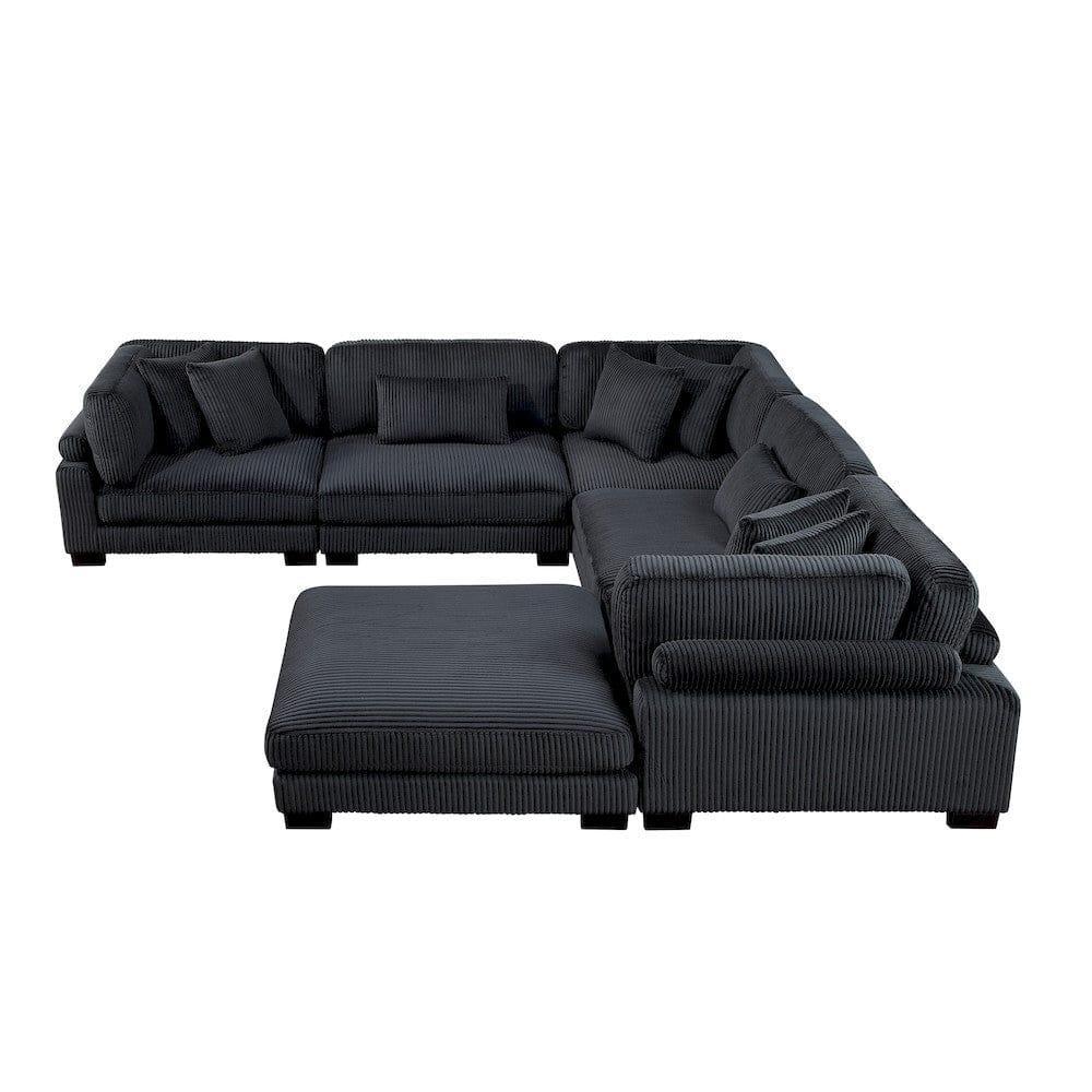 Homelegance  - Traverse 6-Piece Modular Sectional W/ Ottoman in Black - 8555BKx3CR2ACOT  view 12