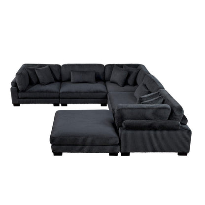 Homelegance  - Traverse 6-Piece Modular Sectional W/ Ottoman in Black - 8555BKx3CR2ACOT  view 12