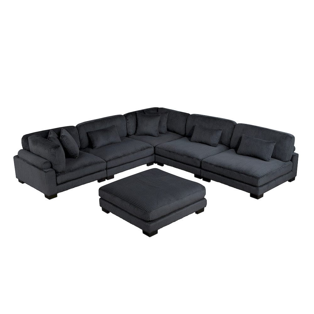 Homelegance  - Traverse 6-Piece Modular Sectional W/ Ottoman in Black - 8555BKx6OT  view 1