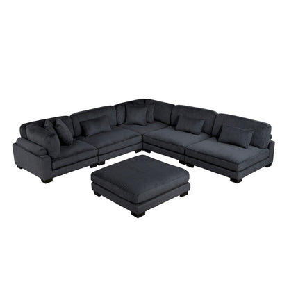 Homelegance  - Traverse 6-Piece Modular Sectional W/ Ottoman in Black - 8555BKx6OT  view 1