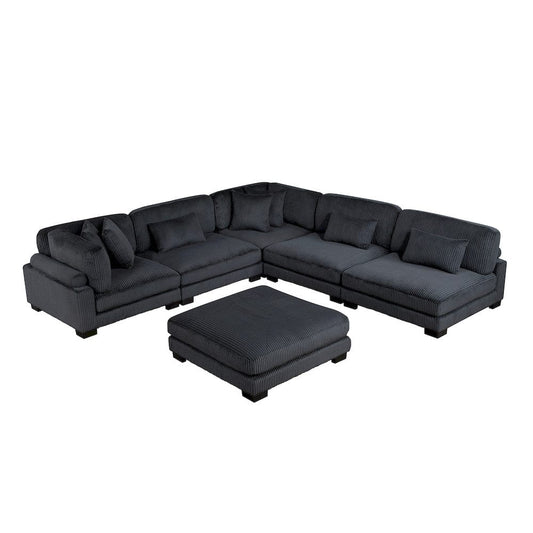 Homelegance  - Traverse 6-Piece Modular Sectional W/ Ottoman in Black - 8555BKx6OT  view 1