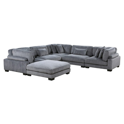 Homelegance  - Traverse 6-Piece Modular Sectional W/ Ottoman in Gray - 8555GYx3CR2ACOT  view 5