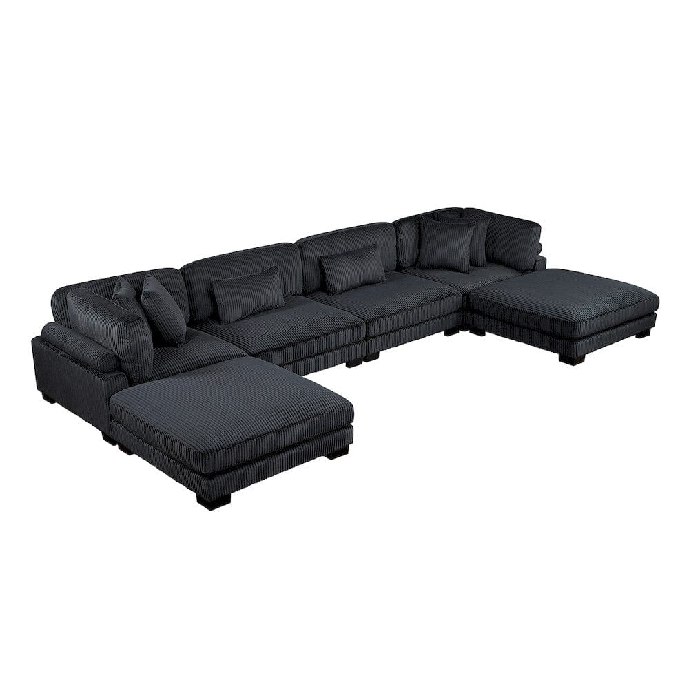 Homelegance  - Traverse 6-Piece Modular Sectional W/ Ottomans in Black - 8555BKx2CR2AC2OT  view 1