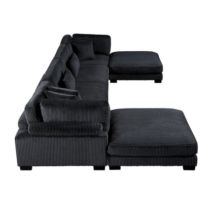 Homelegance  - Traverse 6-Piece Modular Sectional W/ Ottomans in Black - 8555BKx2CR2AC2OT  view 4