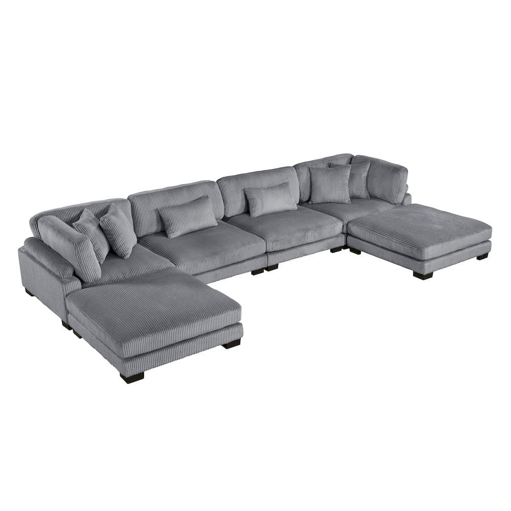 Homelegance  - Traverse 6-Piece Modular Sectional W/ Ottomans in Gray - 8555GYx2CR2AC2OT  view 1