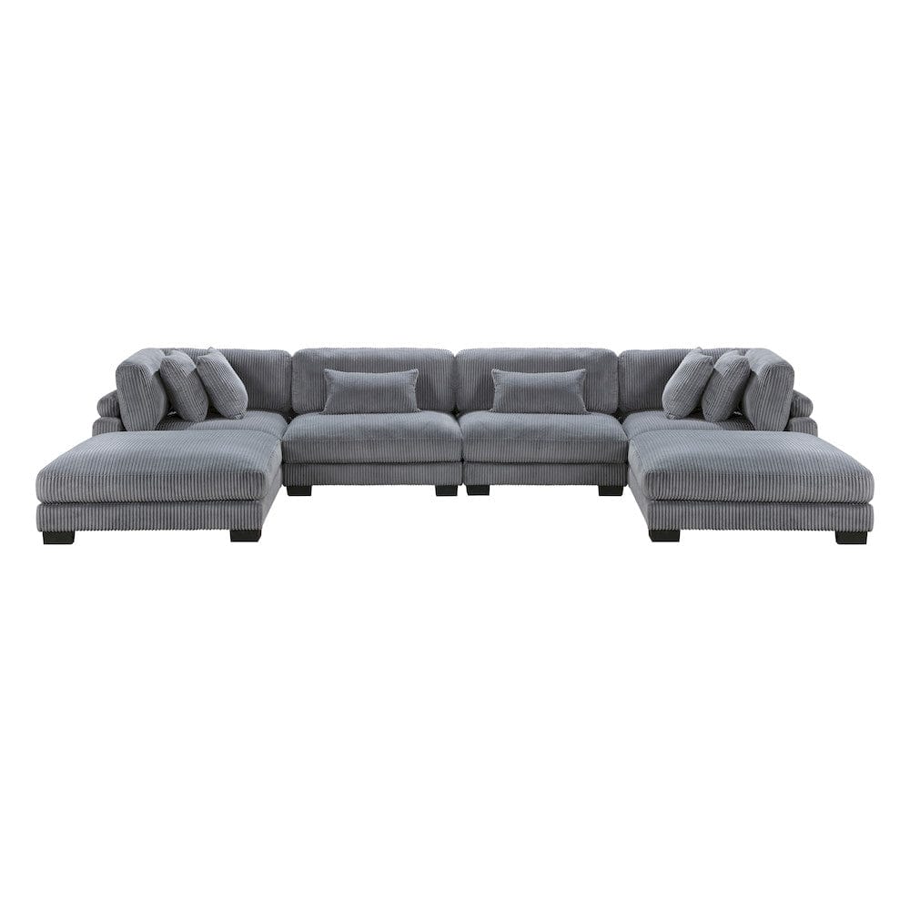 Homelegance  - Traverse 6-Piece Modular Sectional W/ Ottomans in Gray - 8555GYx2CR2AC2OT  view 5