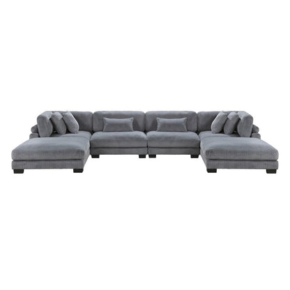 Homelegance  - Traverse 6-Piece Modular Sectional W/ Ottomans in Gray - 8555GYx2CR2AC2OT  view 5