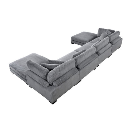 Homelegance  - Traverse 6-Piece Modular Sectional W/ Ottomans in Gray - 8555GYx2CR2AC2OT  view 7