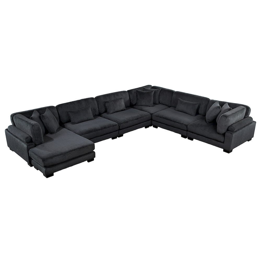 Homelegance  - Traverse 6-Piece Modular Sectional W/ Reversible Chaise in Black - 8555BKx2CR3ACVC  view 1