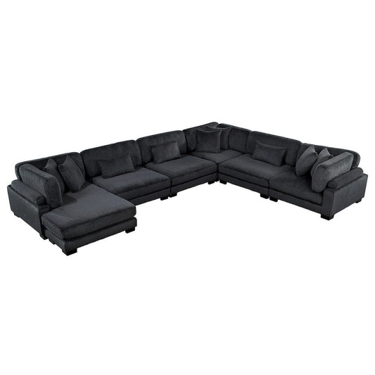 Homelegance  - Traverse 6-Piece Modular Sectional W/ Reversible Chaise in Black - 8555BKx2CR3ACVC  view 1