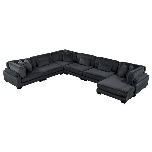 Homelegance  - Traverse 6-Piece Modular Sectional W/ Reversible Chaise in Black - 8555BKx2CR3ACVC  view 2