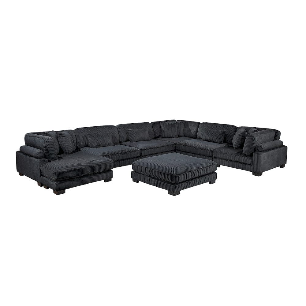 Homelegance  - Traverse 7-Piece Modular Sectional W/ Reversible Chaise and Ottoman in Black - 8555BKx2CR3ACVCOT  view 1