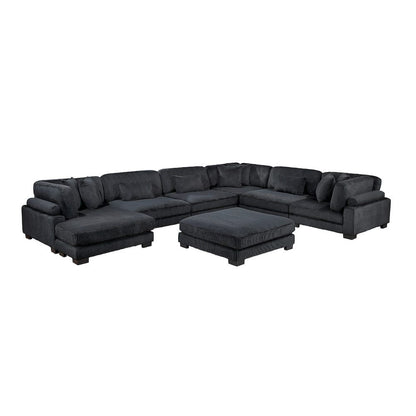 Homelegance  - Traverse 7-Piece Modular Sectional W/ Reversible Chaise and Ottoman in Black - 8555BKx2CR3ACVCOT  view 1