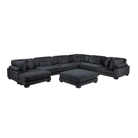Homelegance  - Traverse 7-Piece Modular Sectional W/ Reversible Chaise and Ottoman in Black - 8555BKx2CR3ACVCOT  view 1