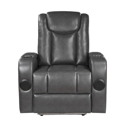 Homelegance  - Turbo Power Reclining Chair W/ Wireless Charger, Cooling Cup-Holder, Storage Arms, Speakers, LED Light and USB port in Gray - 8522GRY-1PW  view 1
