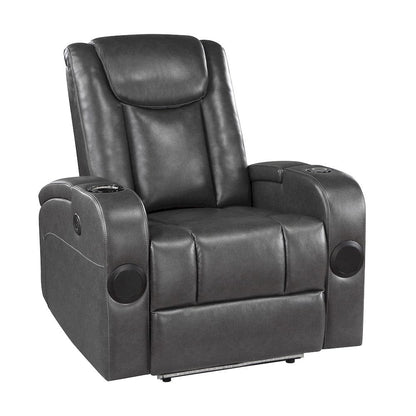 Homelegance  - Turbo Power Reclining Chair W/ Wireless Charger, Cooling Cup-Holder, Storage Arms, Speakers, LED Light and USB port in Gray - 8522GRY-1PW  view 2