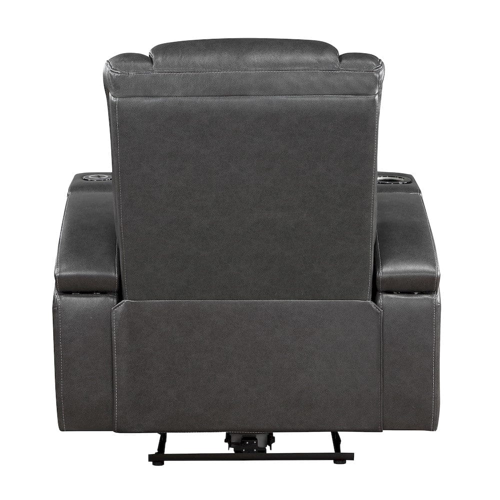 Homelegance  - Turbo Power Reclining Chair W/ Wireless Charger, Cooling Cup-Holder, Storage Arms, Speakers, LED Light and USB port in Gray - 8522GRY-1PW  view 4