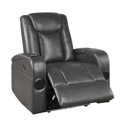 Homelegance  - Turbo Power Reclining Chair W/ Wireless Charger, Cooling Cup-Holder, Storage Arms, Speakers, LED Light and USB port in Gray - 8522GRY-1PW  view 5