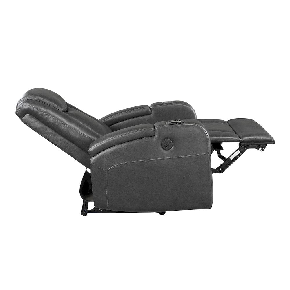Homelegance  - Turbo Power Reclining Chair W/ Wireless Charger, Cooling Cup-Holder, Storage Arms, Speakers, LED Light and USB port in Gray - 8522GRY-1PW  view 7